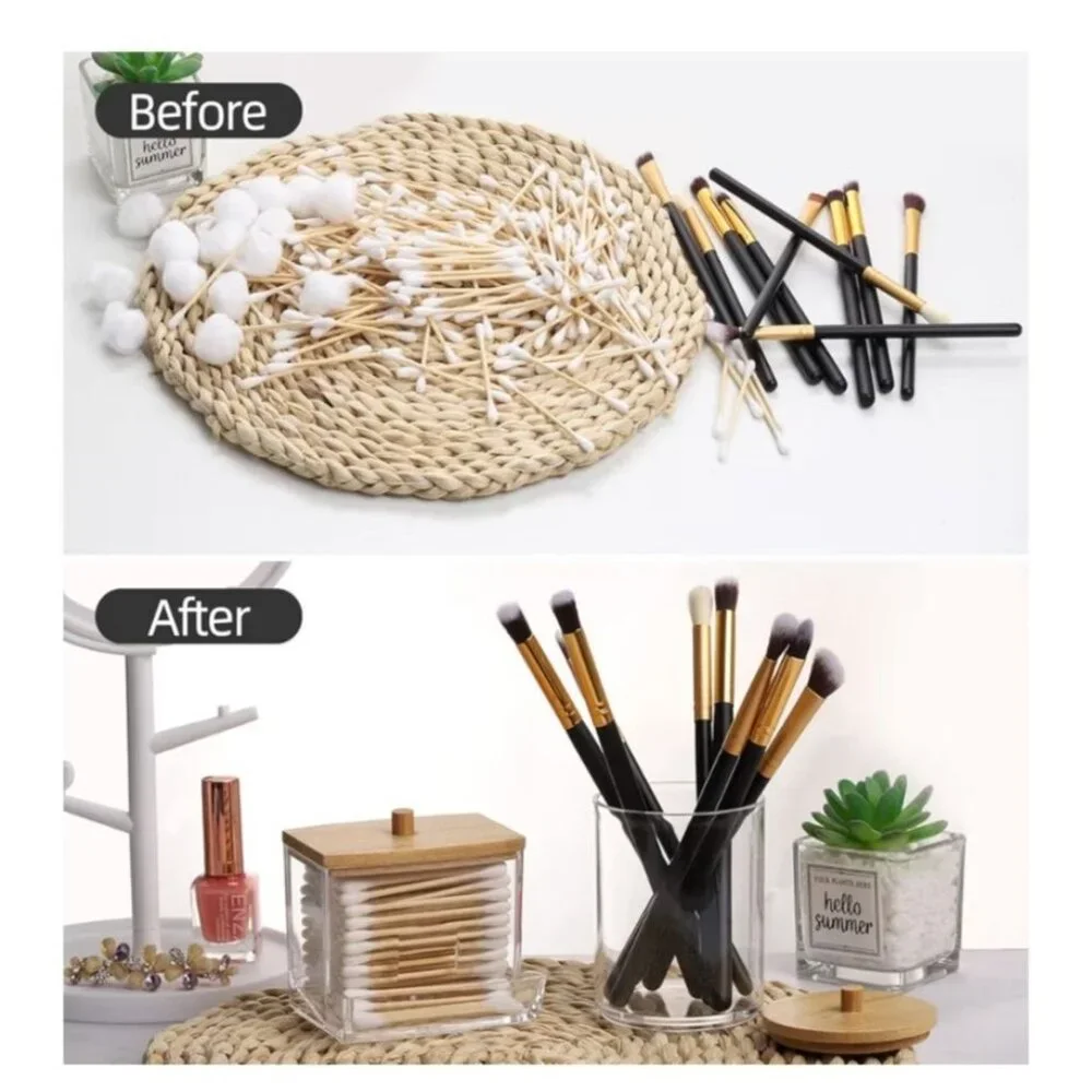3 Pack Q-Tips Dispenser Bathroom Container Cotton Ball Holder Jar Organizer